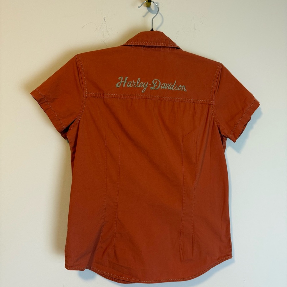 Harley-Davidson Women’s Western Button Up Shirt Rust Orange Size Small